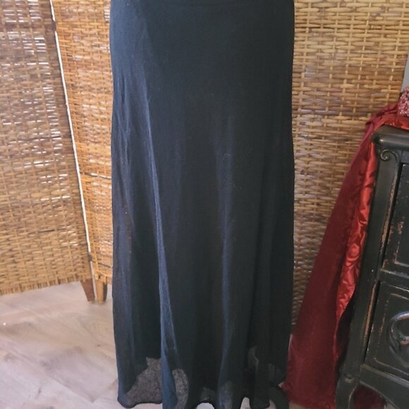 Eileen Fisher VTG Maxi Skirt Rayon Linen Nylon Black Lined SZ M Y2K - Picture 3 of 4
